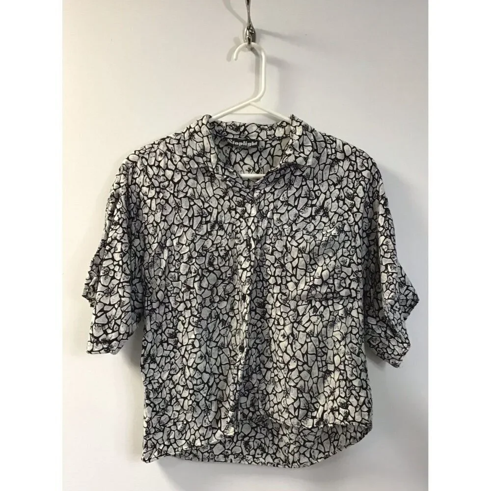 Vintage/Retro Stoplight of California Crop Shirt Size Medium Black Blouse Top 🤍 - Picture 2 of 5